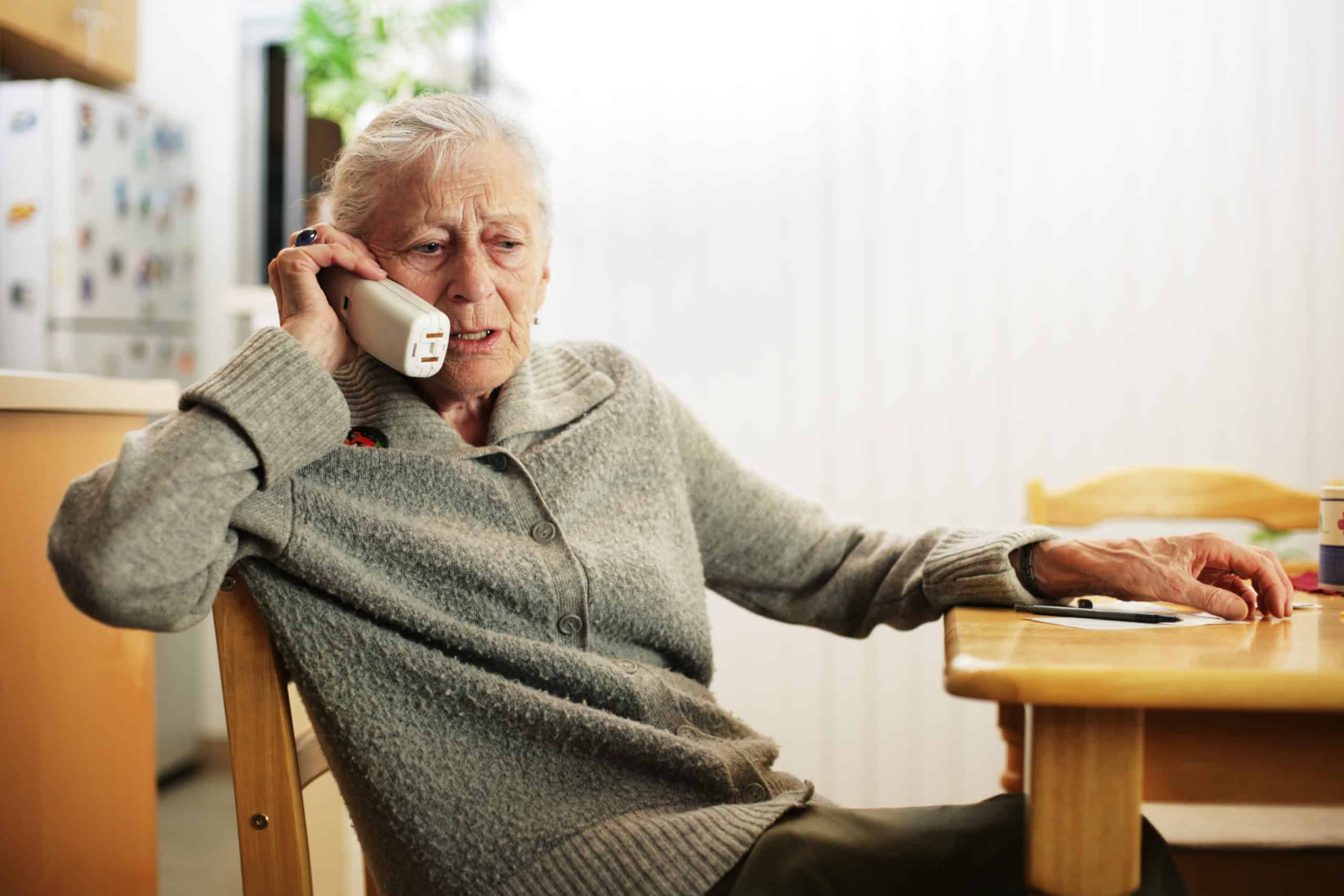 old woman on phone